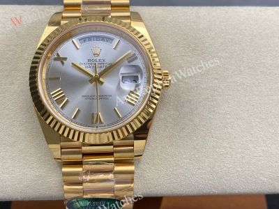 AR Factory Rolex Daydate 40*12.2mm 3255 Movement Silver Face Romans Markers Watch